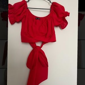 Red Crop Top with Tie